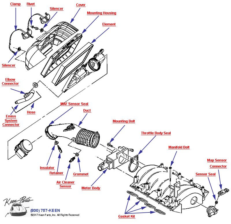 Air Cleaner Diagram for a 2023 Corvette