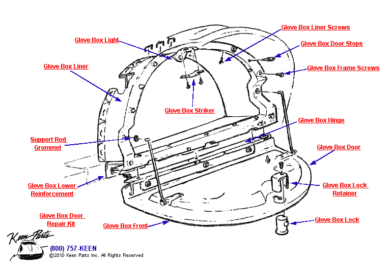Glove Box Diagram for a 1961 Corvette