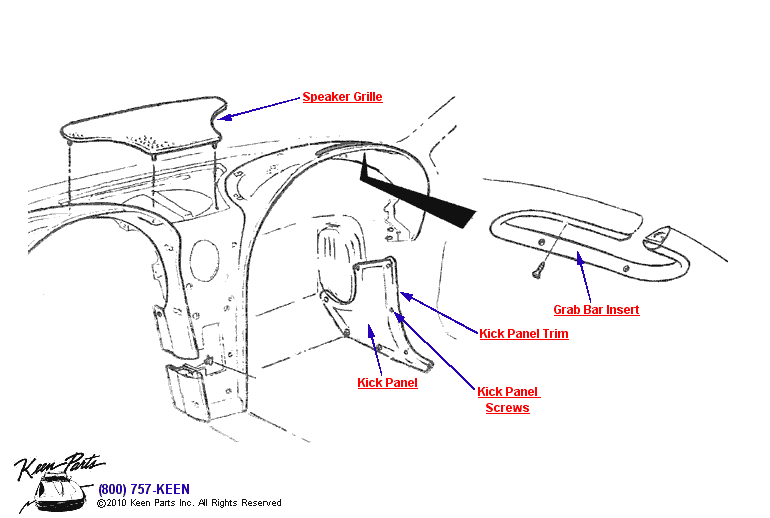Kick Panels &amp; Grab Bar Diagram for a 1988 Corvette