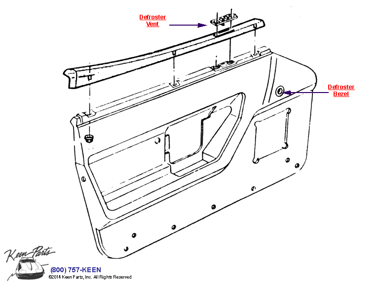 Door Defrost Vents Diagram for a 1982 Corvette