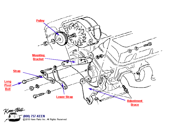 Big Block Alternator (with Power Steering) Diagram for a 1988 Corvette
