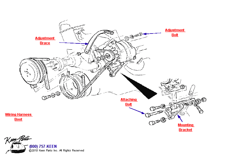 Big Block Alternator (without Power Steering) Diagram for a 2010 Corvette
