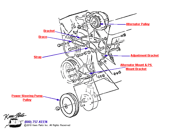 Big Block Pulleys &amp; Brackets Diagram for a 2012 Corvette