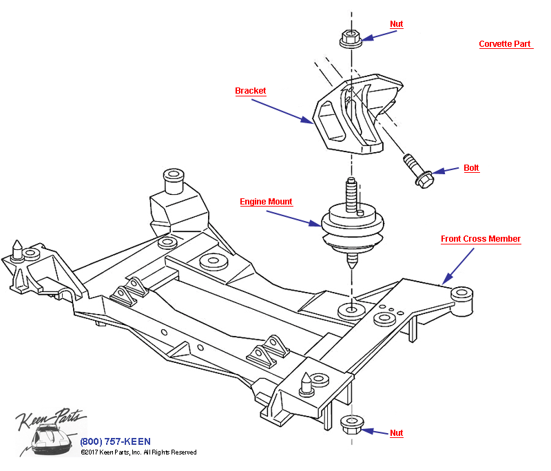 Engine Mounting Diagram for a 1993 Corvette