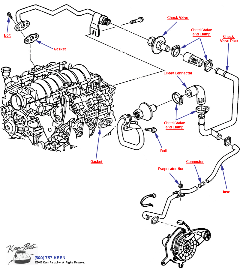 AIR Pump- Hoses &amp; Pipes Diagram for a 2017 Corvette