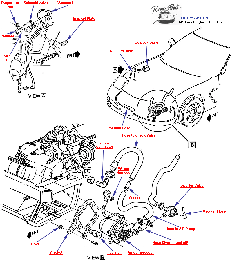 AIR Pump- Pump &amp; Mounting Diagram for a 1974 Corvette