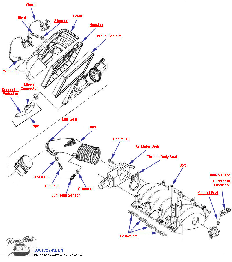 Air Intake System- M30 &amp; MM6 Not B4H Diagram for a 1967 Corvette