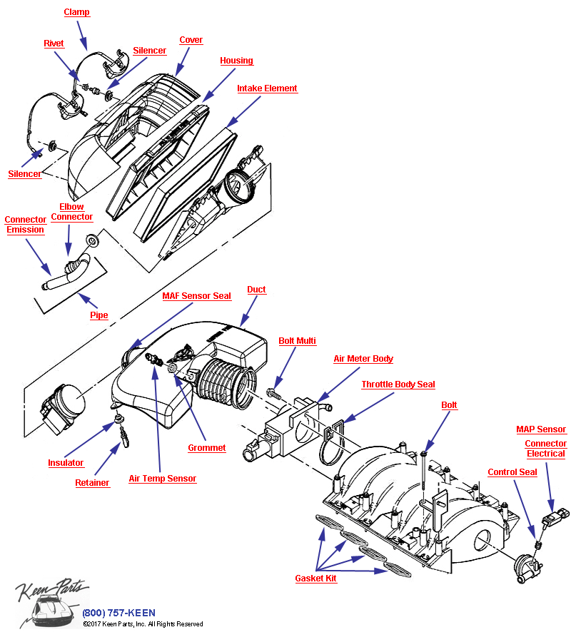 Air Intake System- Export, MM6 &amp; B4H Diagram for a 1993 Corvette