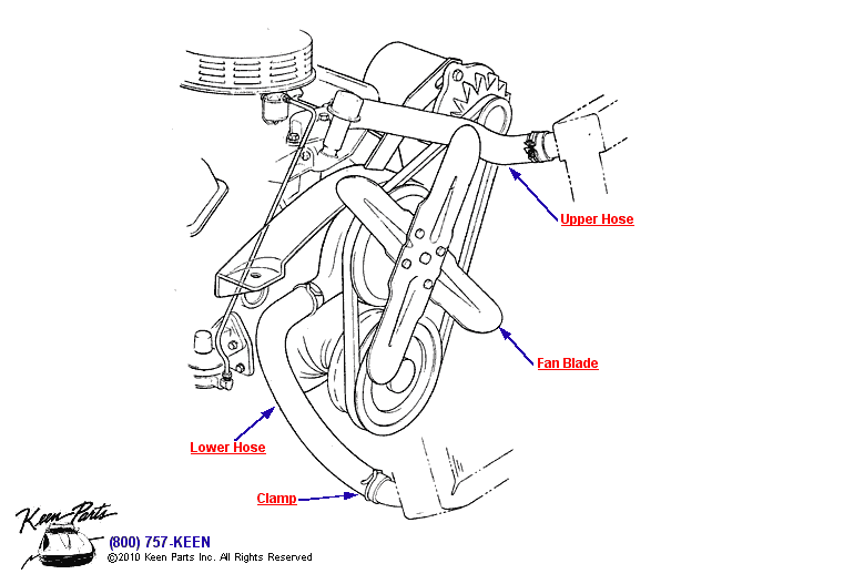Radiator Hoses &amp; Fan Diagram for a 2021 Corvette