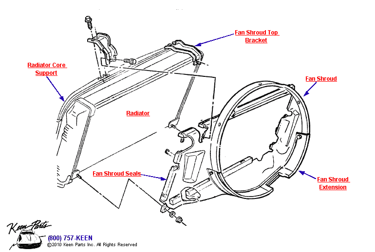 Radiator Support &amp; Fan Shroud Diagram for a 1966 Corvette
