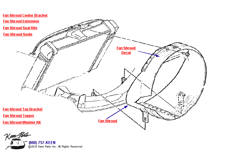 Fan Shrouds with Aluminum Radiator Diagram for a 2019 Corvette