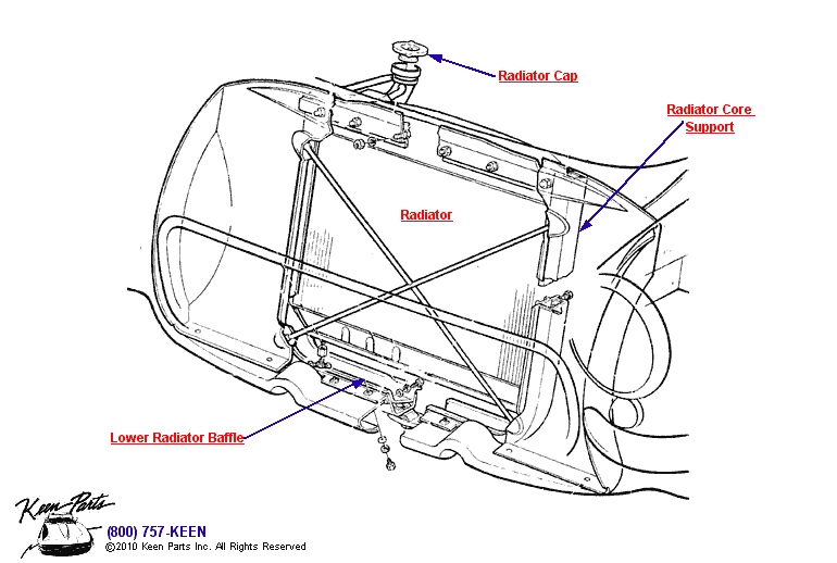Radiator &amp; Core Support Diagram for a 2001 Corvette