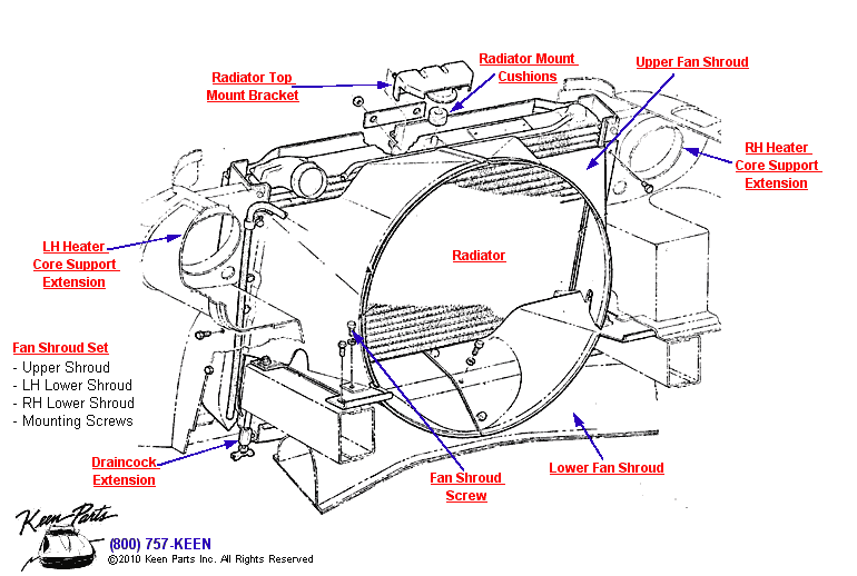 Radiator &amp; Fan Shrouds Diagram for a 1972 Corvette
