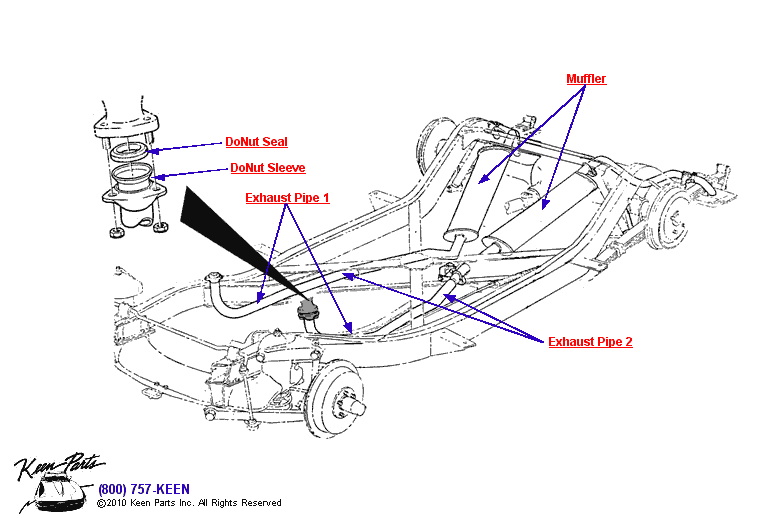 Exhaust Pipes &amp; Seals Diagram for a C2 Corvette