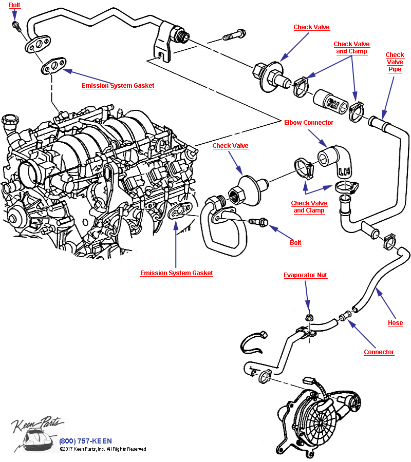 AIR Pump- Hoses &amp; Pipes Diagram for a 1971 Corvette