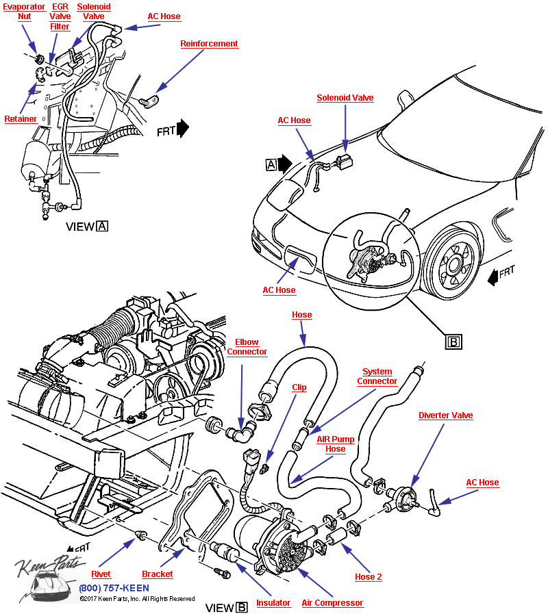 AIR Pump- Pump &amp; Mounting Diagram for a 1972 Corvette