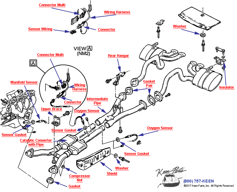 Exhaust System Diagram for a 1955 Corvette