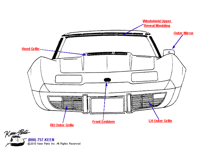 Front Emblems Diagram for a 2010 Corvette