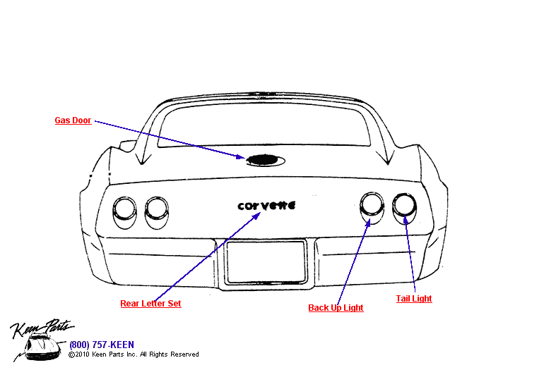 Rear Trim Diagram for a 1989 Corvette