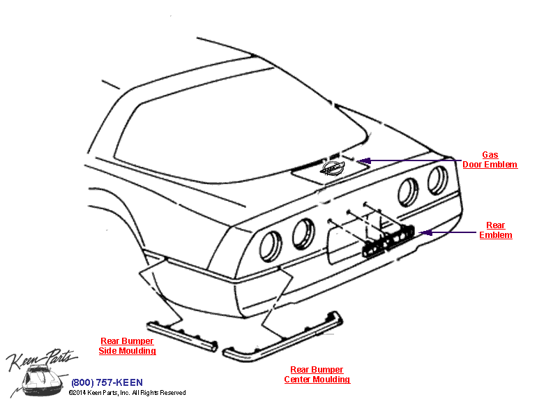 Rear Moulding &amp; Trim Diagram for a 2017 Corvette