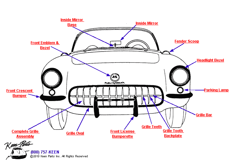 Front Mouldings Diagram for a 2016 Corvette