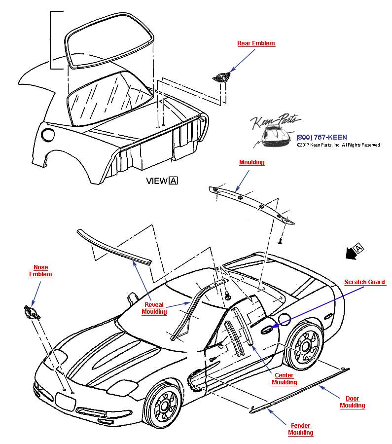 Emblems- Hardtop Diagram for a 2008 Corvette