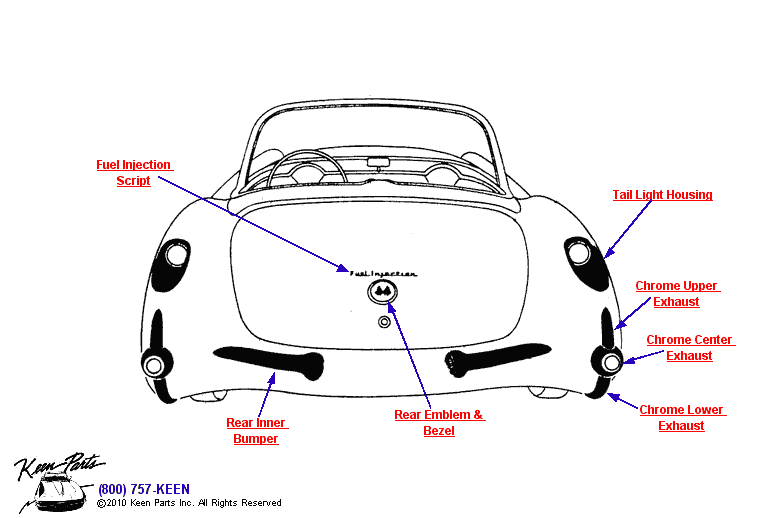 Rear Mouldings Diagram for a 2014 Corvette