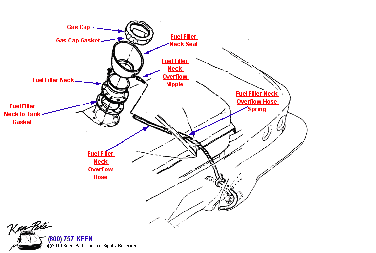 Fuel Filler Neck Assembly Diagram for a 1990 Corvette