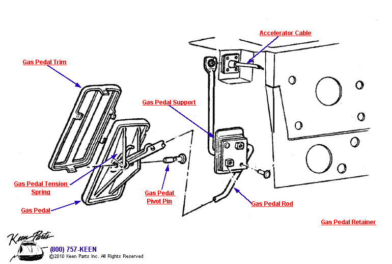 Gas Pedal Diagram for a 1962 Corvette