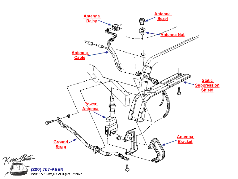 Power Antenna Diagram for a 2024 Corvette