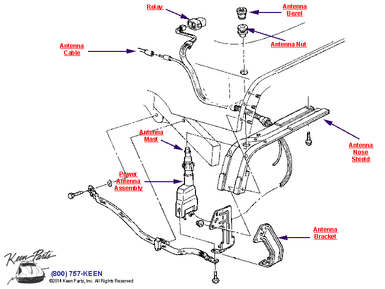 Power Antenna Diagram for a 2015 Corvette