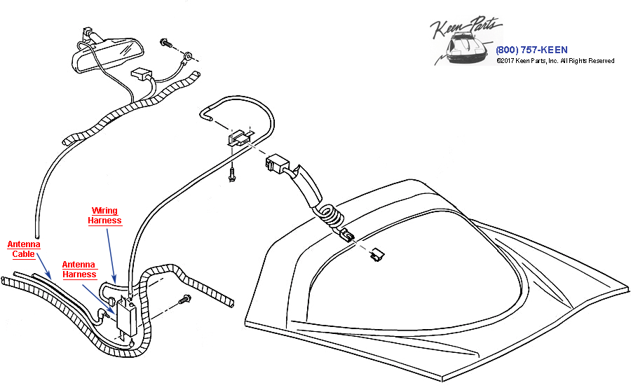 Coupe Antenna Diagram for a 2017 Corvette
