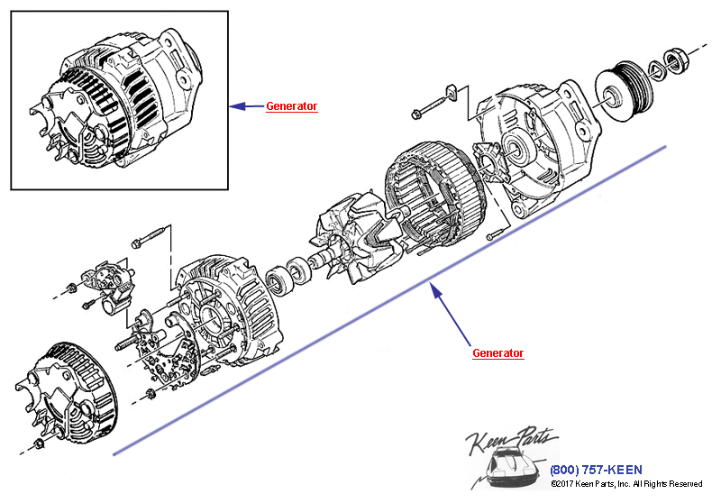 Generator Assembly Diagram for a 1965 Corvette