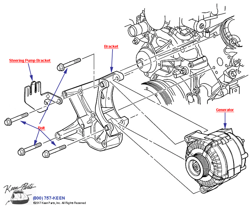 Generator Mounting Diagram for a 2015 Corvette