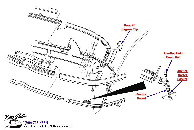 Hardtop Rear Clip &amp; Bolt Diagram for a 2002 Corvette