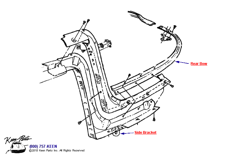 Side Bracket &amp; Rear Bow Diagram for a 2001 Corvette
