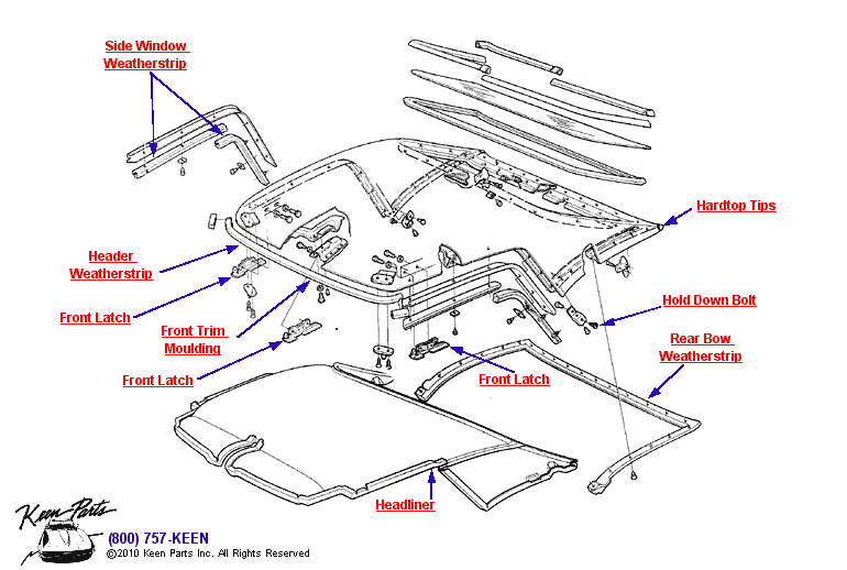 Hardtop Diagram for a 2013 Corvette