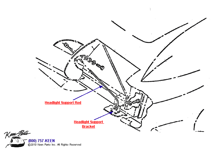 Headlight Support Rod Diagram for a 2002 Corvette