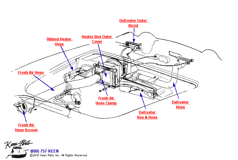 Heater Water &amp; Air Hoses Diagram for a 1997 Corvette