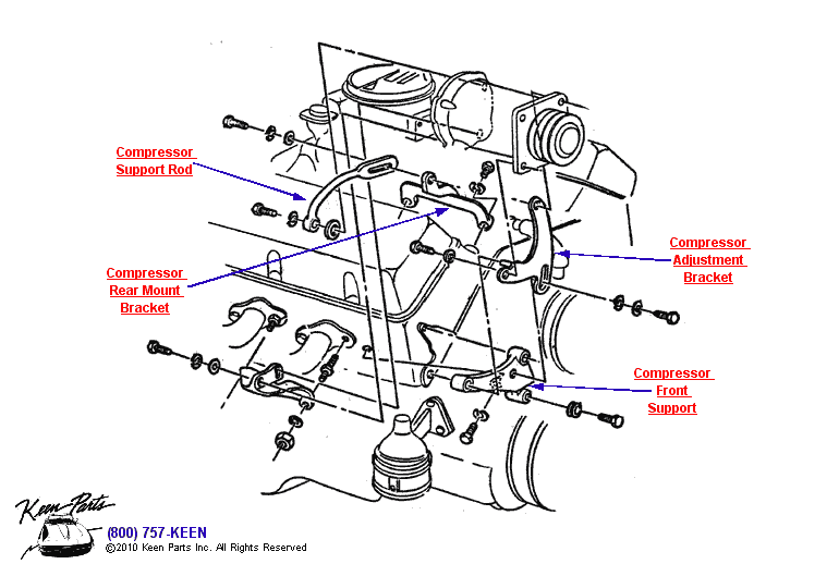 AC Compressor Brackets Diagram for a 1990 Corvette