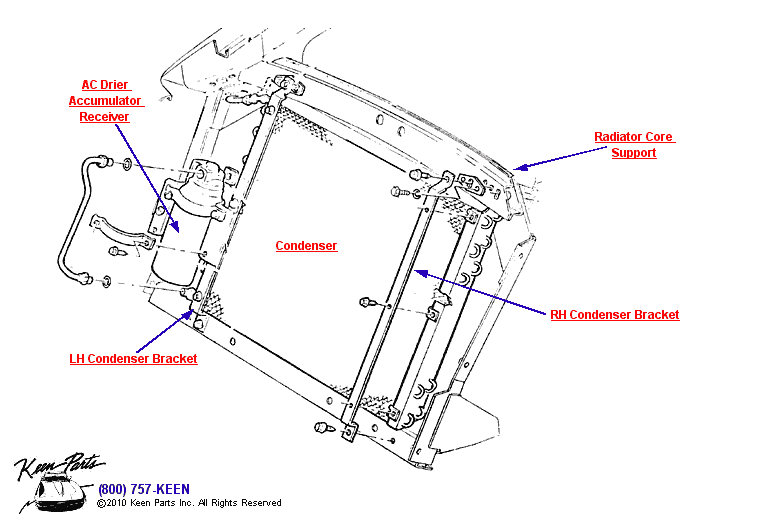 AC Condenser &amp; Brackets Diagram for a 1985 Corvette