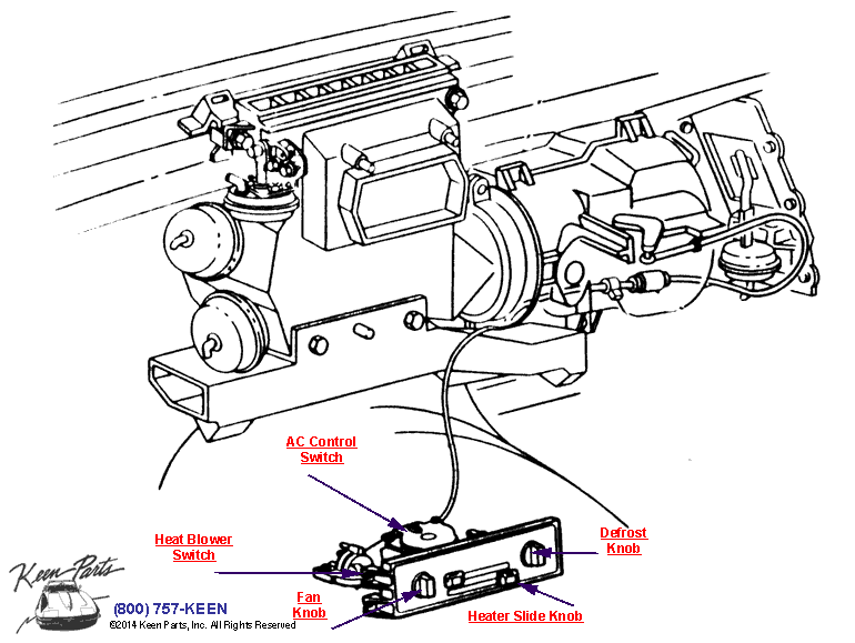 Heat &amp; AC Controls Diagram for a 1968 Corvette