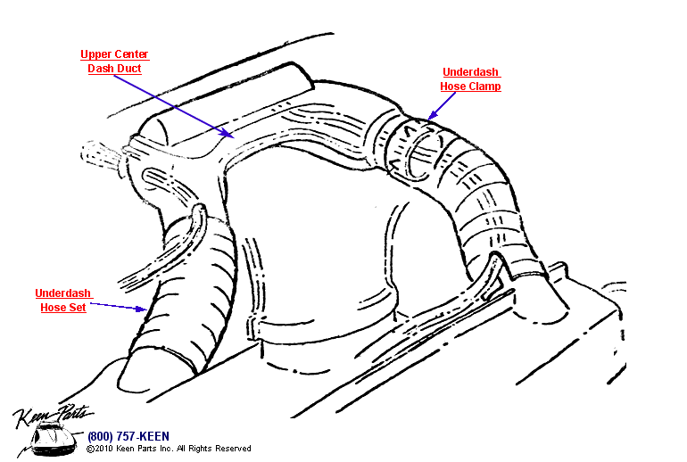 AC Center Outlet Hoses Diagram for a 1989 Corvette