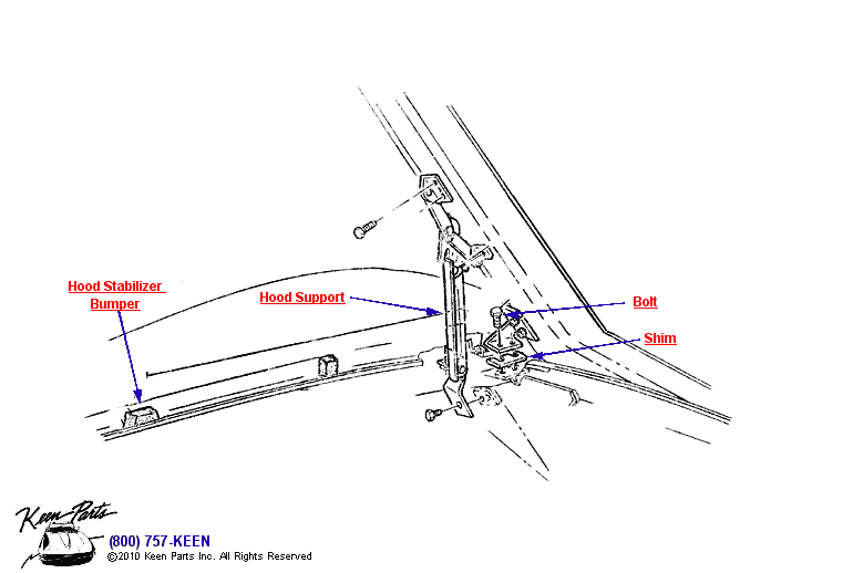 Hood Support &amp; Bumper Diagram for a 1993 Corvette