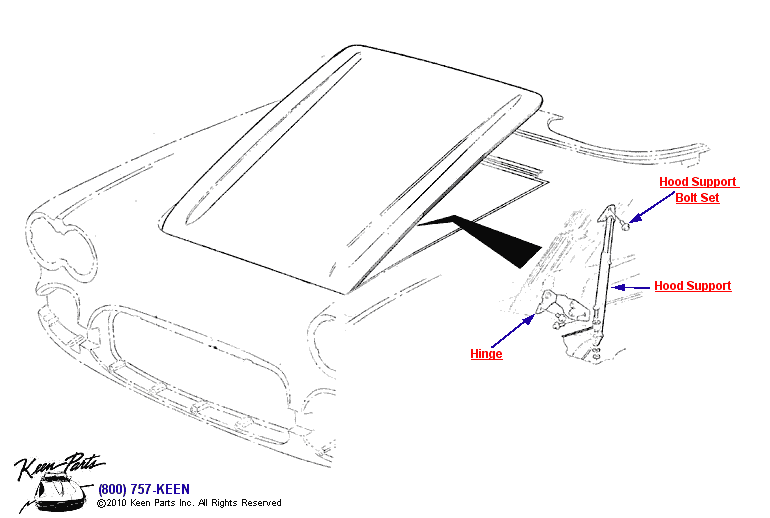 Hood Support Diagram for a 2010 Corvette