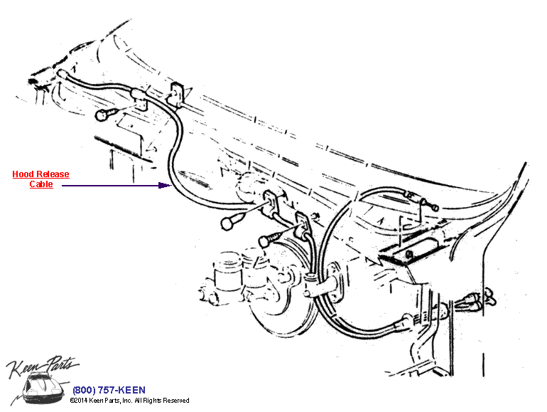 Hood Release Cable Diagram for a 1967 Corvette