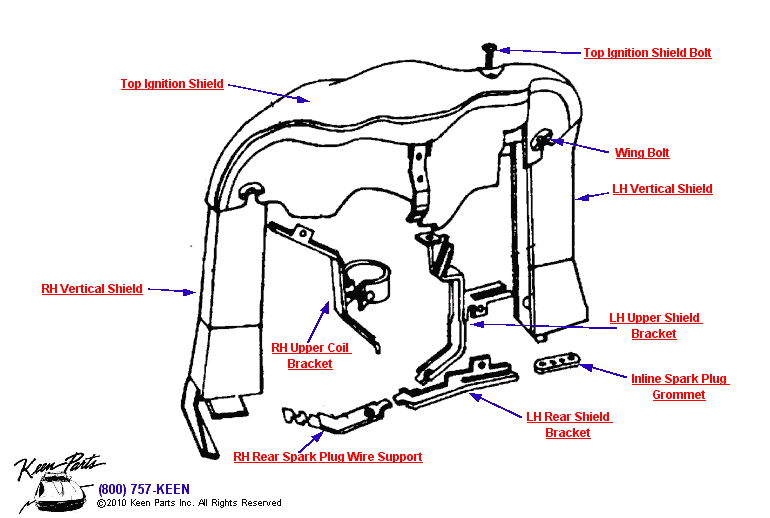 Rear Ignition Shielding Diagram for a 1974 Corvette