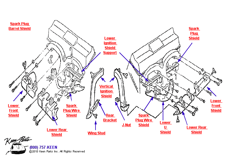 Ignition Shields Diagram for a 1971 Corvette