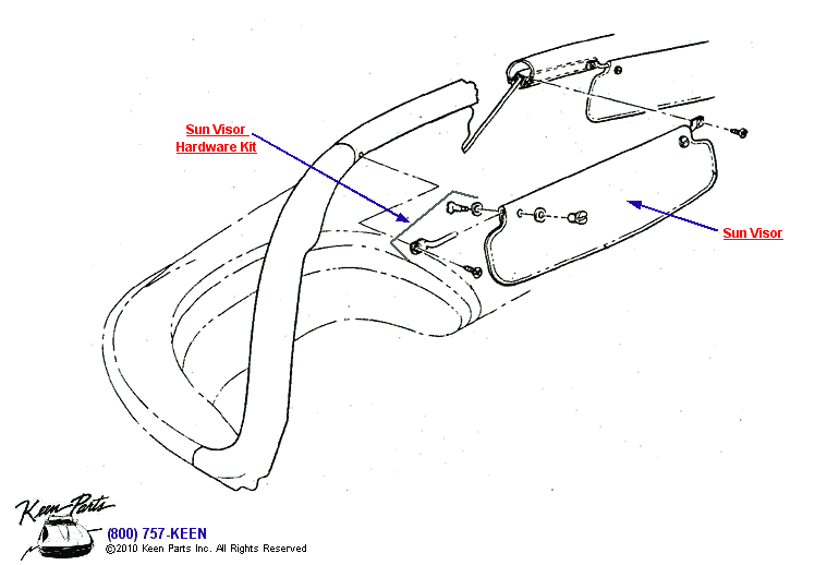 Sun Visor Diagram for a 2020 Corvette
