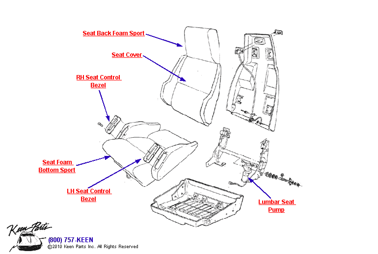 Sport Seat Diagram for a 2009 Corvette